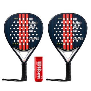 Adidas Match Padel Racket Twin Set - Includes 2 x Padel Rackets & 3 Padel Balls