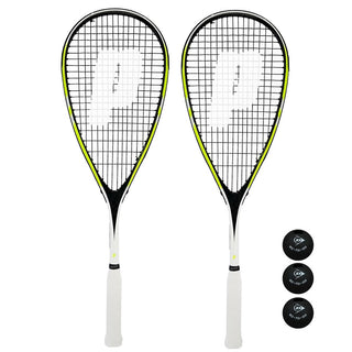 Prince Team Rebel Squash Racket Twin Set Includes 3 Balls