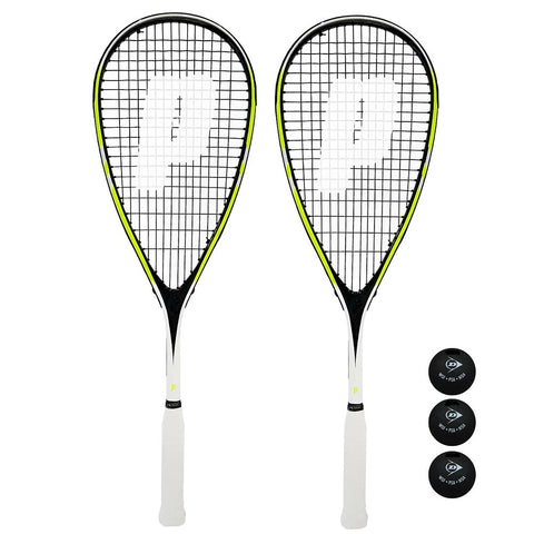 Prince Team Rebel Squash Racket Twin Set Includes 3 Balls