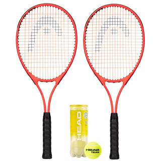 2 x HEAD Ti Radical 27 Adult Tennis Racket Set & 3 Tennis Balls - 2025
