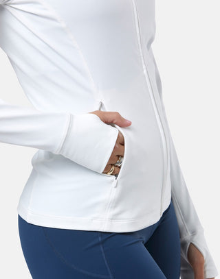 Gym + Coffee Relentless Women's Full Zip Jacket - White