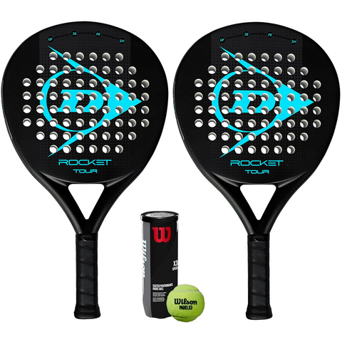 Dunlop Rocket Padel Racket Twin Set - Includes 2 x Padel Rackets & 3 Padel Balls
