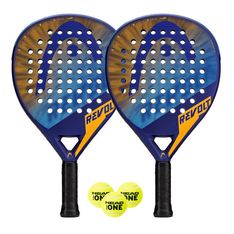HEAD Revolt Padel Racket Twin Set - Includes 2 x Padel Rackets & 3 Padel Balls