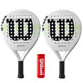 Wilson Optix White 2 Player Padel Racket Set - Includes 2 Rackets & 3 Balls