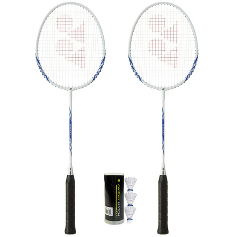 2 x Yonex B4000 Badminton Rackets & 3 Shuttles