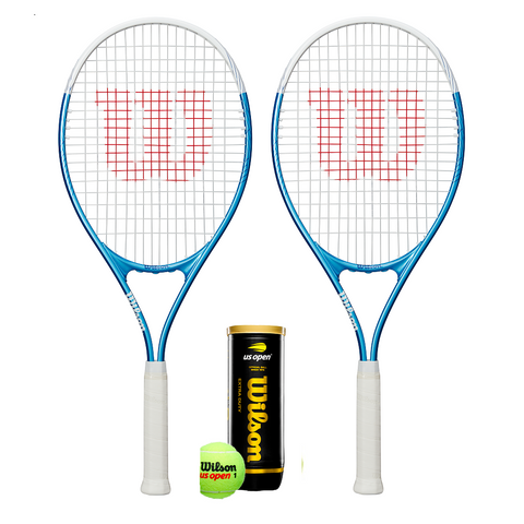 Wilson Ultra Power XL 112 2 Player Tennis Racket Set + 3 Tennis Balls