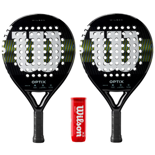 Wilson Optix Black 2 Player Padel Racket Set - Includes 2 Rackets & 3 Balls