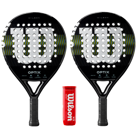 Wilson Optix Black 2 Player Padel Racket Set - Includes 2 Rackets & 3 Balls