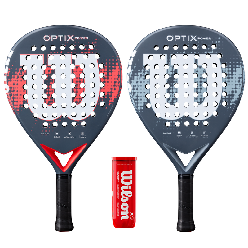 Wilson Optix Power 2 Player Padel Racket Set - Includes 2 Rackets & 3 Balls