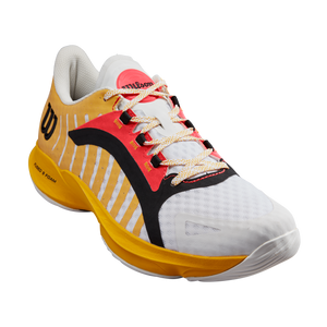 Wilson Hurakn Pro Men's Padel Tennis Sports Shoe Trainer - White/Old Gold/Fiery Coral