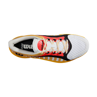 Wilson Hurakn Pro Men's Padel Tennis Sports Shoe Trainer - White/Old Gold/Fiery Coral