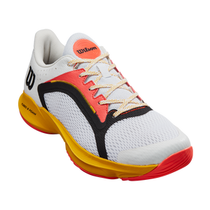 Wilson Hurakn 2.0 Men's Padel Tennis Sports Shoe Trainer - White/Old Gold/Fiery Coral