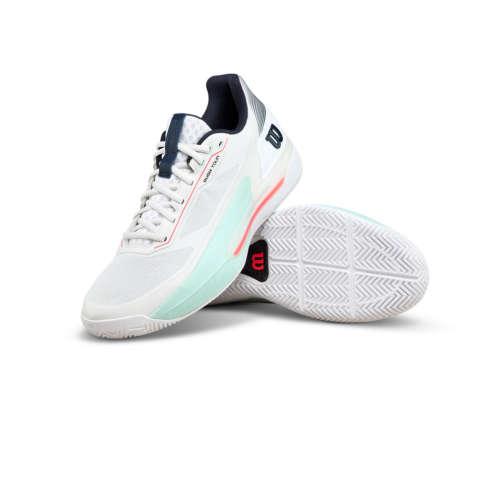 Wilson Rush Tour 5 Men's Tennis Shoe - White/Bay/Fiery Coral