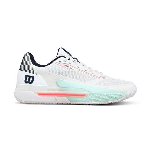 Wilson Rush Tour 5 Men's Tennis Shoe - White/Bay/Fiery Coral - 2026