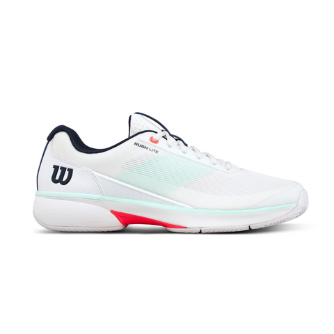 Wilson Rush Lite 5 Men's Tennis Shoe - White/Bay/Fiery Coral - 2026
