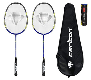 Carlton Airblade Elite Badminton Racket x 2 inc Protective Covers & 6 Shuttles