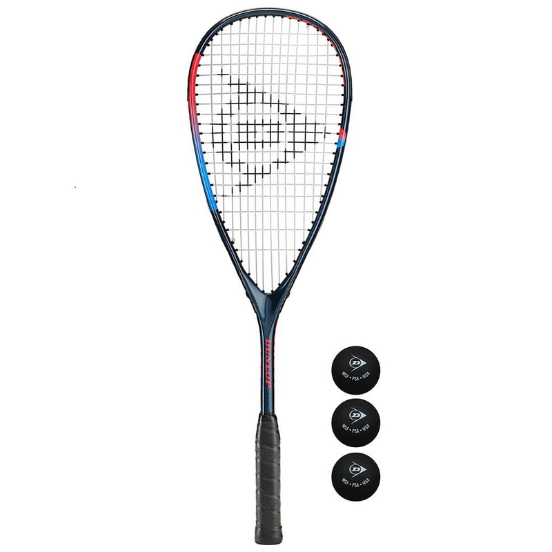 Dunlop Blaze Pro Squash Racket + 3 Squash Balls