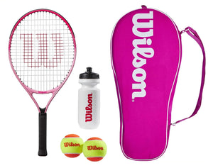 Wilson Burn Pink 25" Junior Tennis Racket Starter Set Including Balls, Waterbottle and Carrycase
