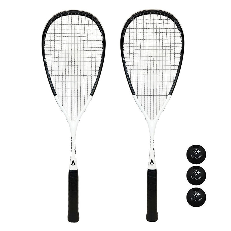 Karakal CarboTech 115 Graphite Squash Rackets + Balls - 2 Racket Deal
