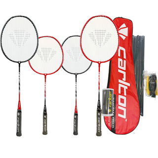 Carlton Nanomax Pro Ti Family Badminton Set, inc 2 Adult, 2 Junior Rackets, Net, Posts, Carry Bag & 3 Shuttles