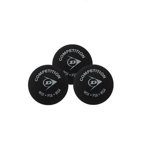 Dunlop Competition Single Yellow Dot Squash balls - 3 Pack