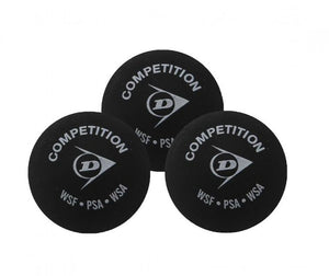 Dunlop Competition Single Yellow Dot Squash balls - 3 Pack