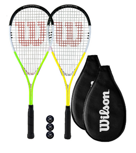 Wilson Deluxe XP Squash Racket Twin Set with Wilson Protective Cover & 3 Squash Balls