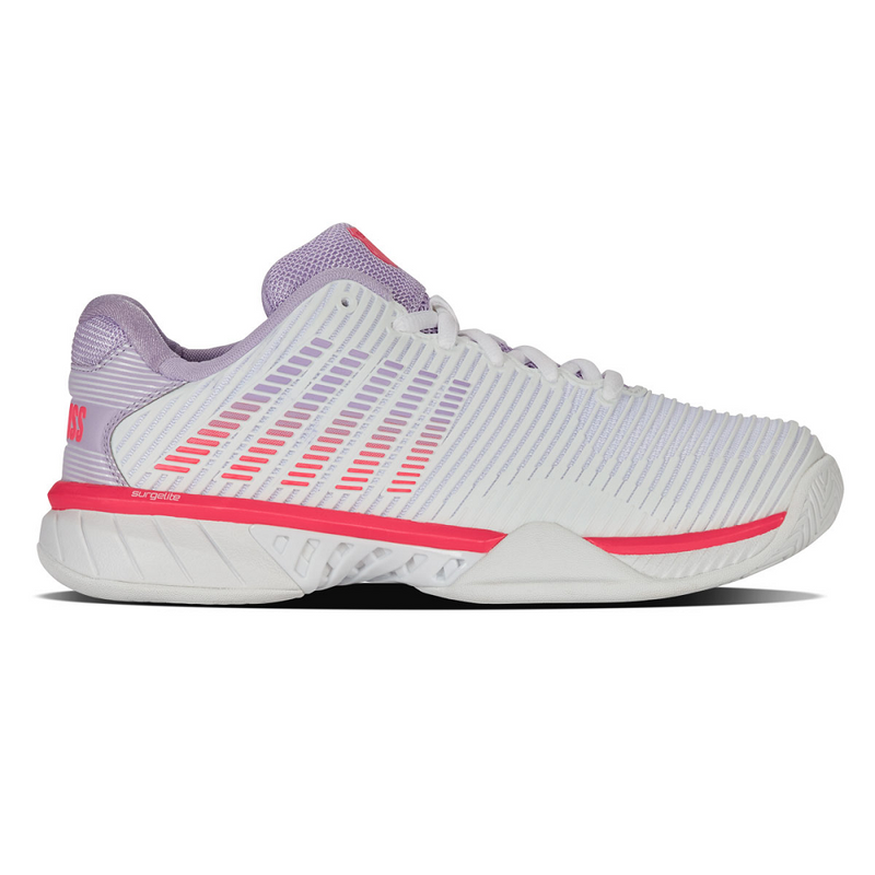 K-Swiss Hypercourt Express 2 Womens Tennis Shoes - White/Orchid Petal/Neon Blaze - 2025