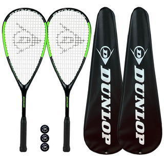 Dunlop Hypermax Ultimate 2 Player Squash Racket Set Includes 3 Balls