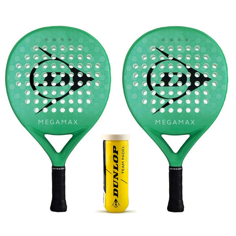 Dunlop Megamax Padel Racket Twin Set - Includes 2 x Padel Rackets & 3 Padel Balls