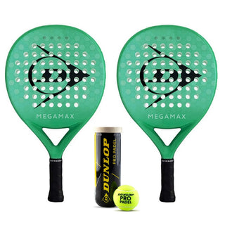 Dunlop Megamax Padel Racket Twin Set - Includes 2 x Padel Rackets & 3 Padel Balls