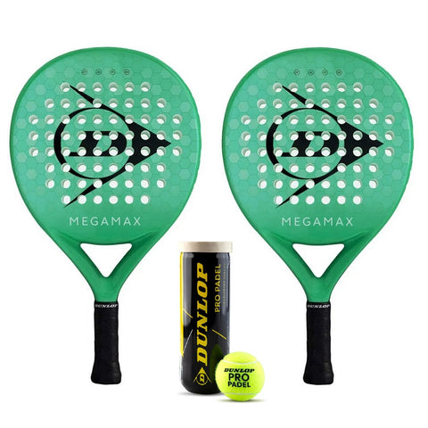 Dunlop Megamax Padel Racket Twin Set - Includes 2 x Padel Rackets & 3 Padel Balls