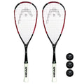 2 x HEAD Nano Ti.110 Titanium Squash Rackets + Cover