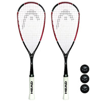 2 x HEAD Nano Ti.110 Titanium Squash Rackets + Cover