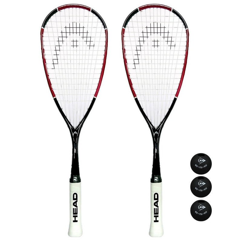 2 x HEAD Nano Ti.110 Titanium Squash Rackets + Cover