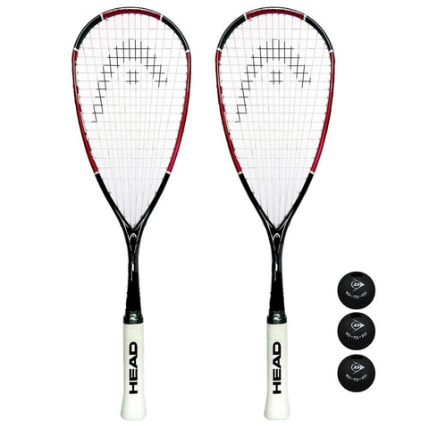 2 x HEAD Nano Ti.110 Titanium Squash Rackets + Cover