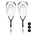 2 x HEAD Nano Ti.115 Titanium Squash Rackets + Cover