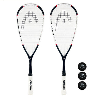 2 x HEAD Nano Ti.115 Titanium Squash Rackets + Cover