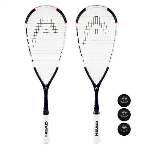 2 x HEAD Nano Ti.115 Titanium Squash Rackets + Cover