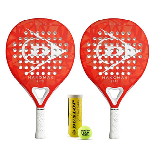 Dunlop Nanomax Lite 2 Player Padel Racket Set Includes 3 Balls