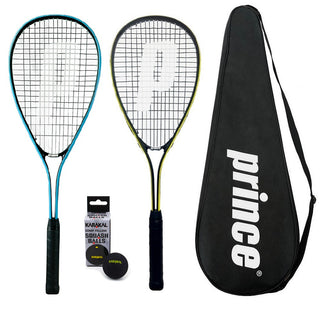 Prince Power Squash Racket Twin Set with Protective Covers & 3 Squash Balls
