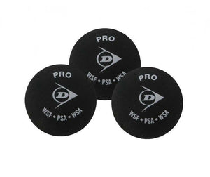 Dunlop Pro Double Yellow Dot Squash balls - 3 Pack