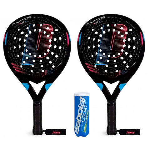 Prince Raptor Padel Racket Twin Set - Includes 2 x Padel Rackets & 3 Padel Balls