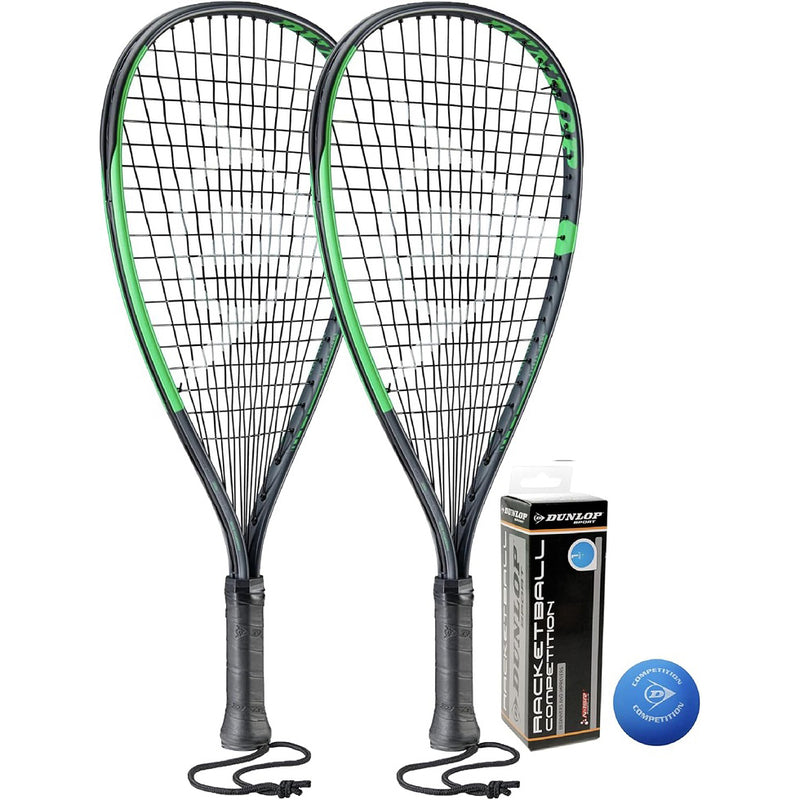 Dunlop Sonic Ti 2 Player Racketball Racket Set Including 3 Balls