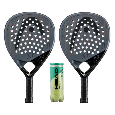 HEAD Speed Pro Padel Racket Twin Set - Includes 2 x Padel Rackets & 3 Padel Balls