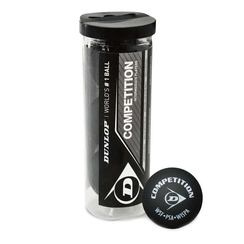 Dunlop Competition Yellow Dot Squash Balls - 3 Balls