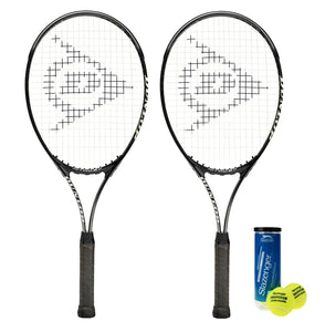 Dunlop Nitro 27 Tennis Racket 2 Player Set + Covers & 3 Tennis Balls