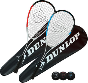 Dunlop Hyper Deluxe Squash Racket Set, inc Full Length Protective Covers & 3 Squash Balls