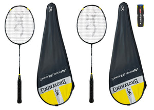 2 x Browning NanoGel Plasma 70 Badminton Rackets + 6 Carlton Shuttles