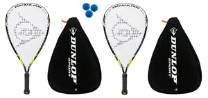 2 x Dunlop Nanomax Ti Racketball Rackets + 3 Balls